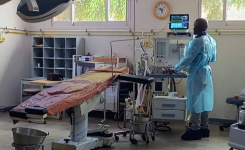 New medical equipment being installed in a hospital room